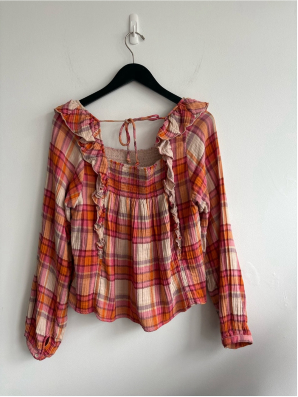 We the Free Sienna Plaid Blouse Sz Medium - Picture 4 of 11